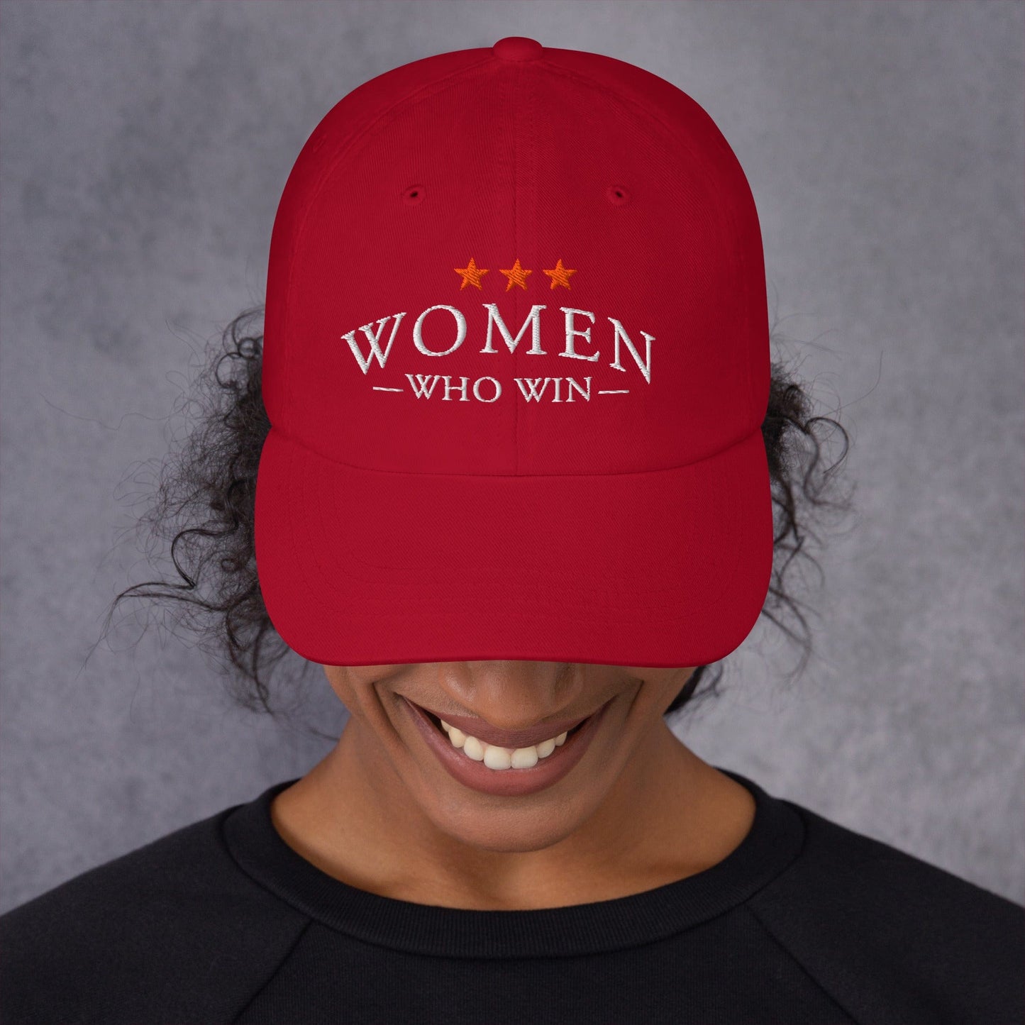 Hat "Women Who Win" Cotton Embroidered Hat Cranberry