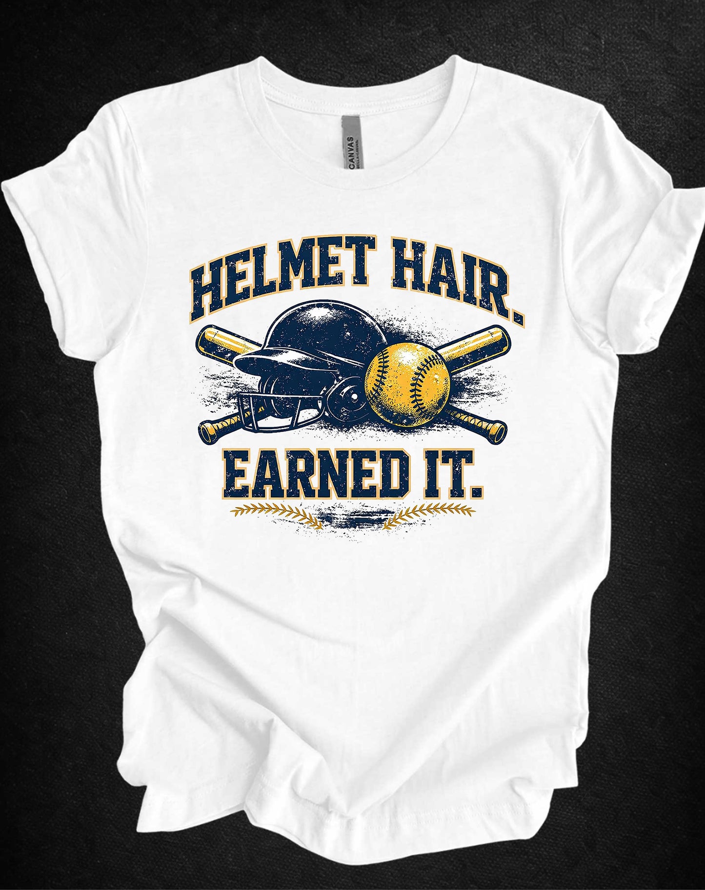 Helmet Hair Earned It Softball Graphic Tee