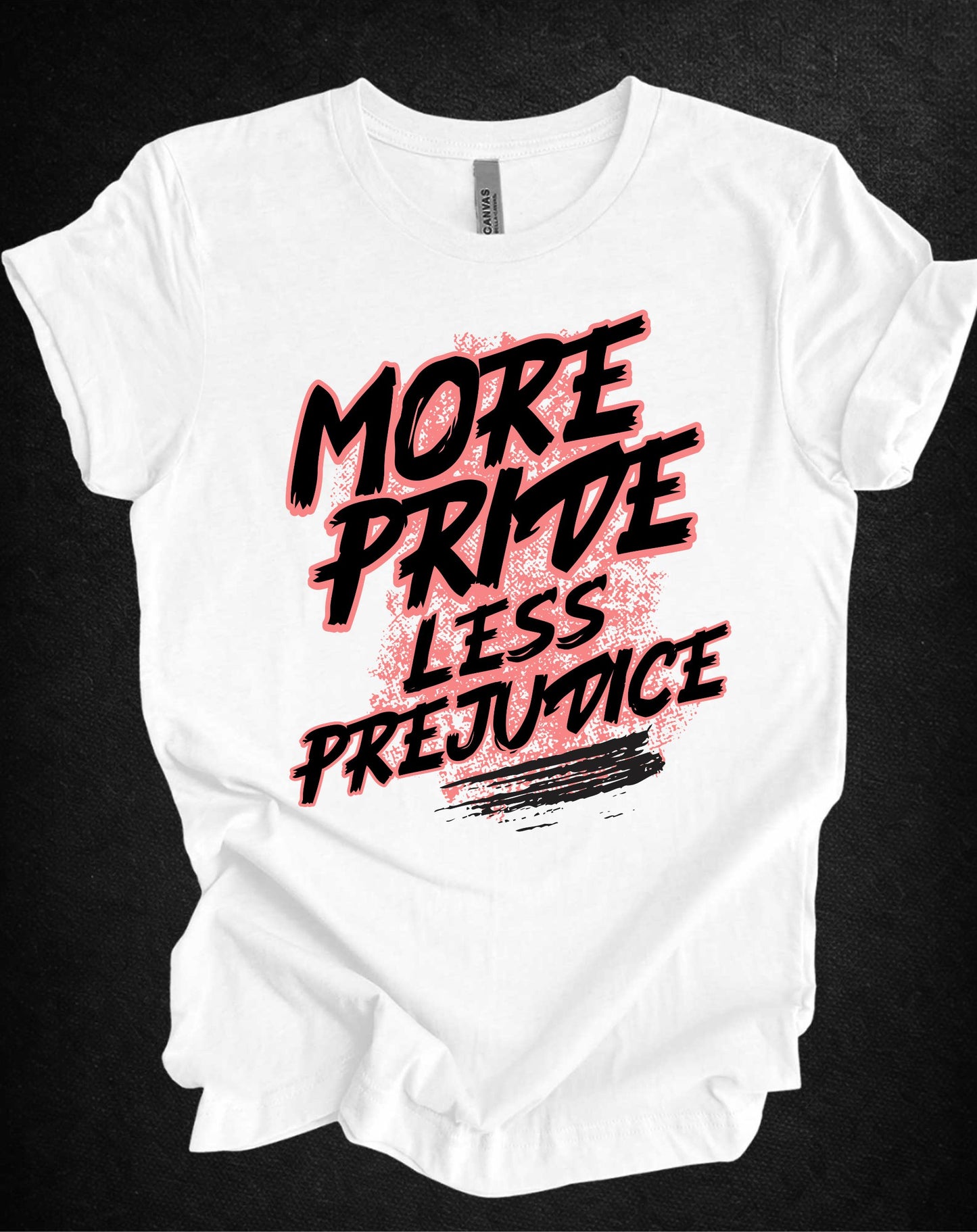 Prideful Tee: Unisex Jersey Short Sleeve Tee with 'More pride less prejudice' Design