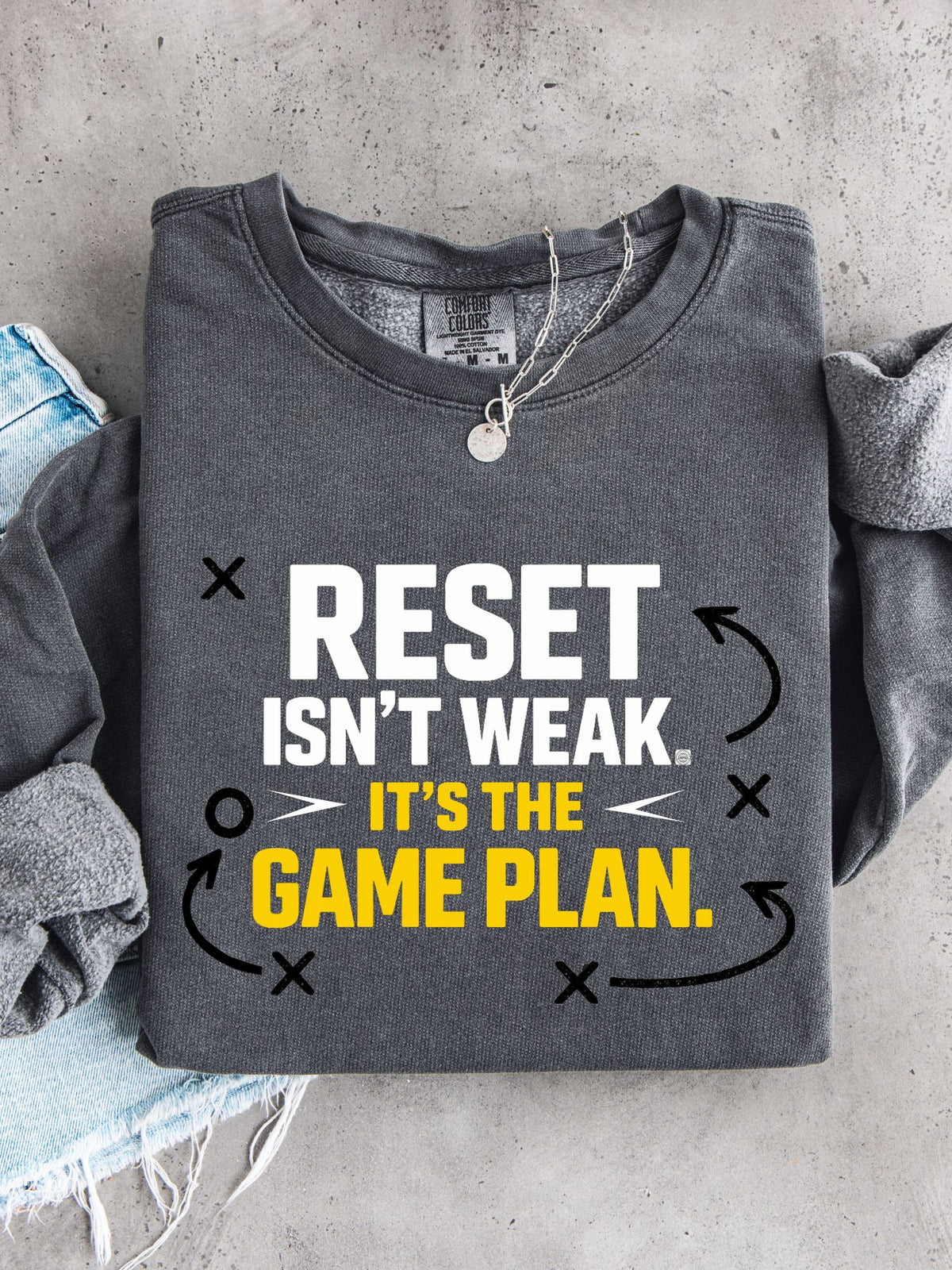 Reset Isn't Weak It's The Game Plan Sweatshirt — Athletic Crewneck