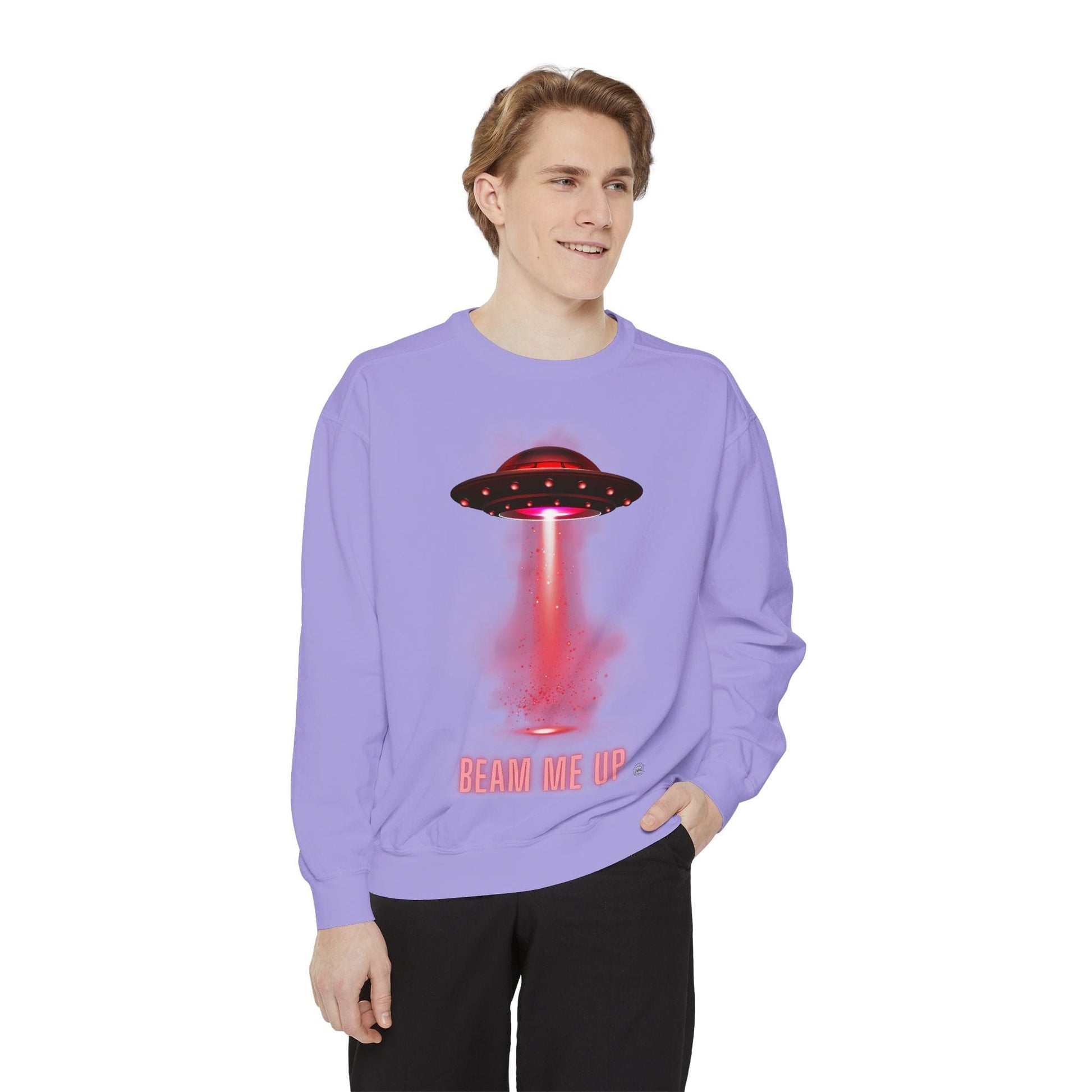Sweatshirt Beam Me Up Unisex Garment-Dyed Sweatshirt - Fun Alien Theme for Sci-Fi Lovers