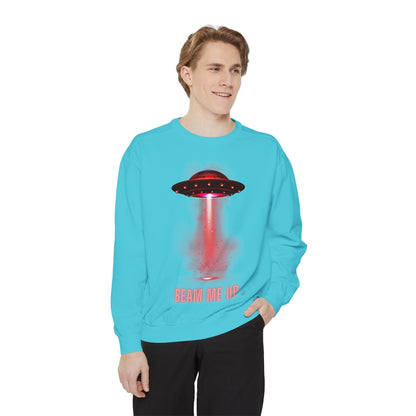 Sweatshirt Beam Me Up Unisex Garment-Dyed Sweatshirt - Fun Alien Theme for Sci-Fi Lovers