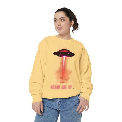 Sweatshirt Beam Me Up Unisex Garment-Dyed Sweatshirt - Fun Alien Theme for Sci-Fi Lovers