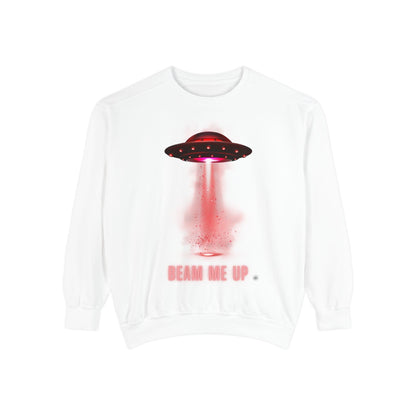 Sweatshirt Beam Me Up Unisex Garment-Dyed Sweatshirt - Fun Alien Theme for Sci-Fi Lovers