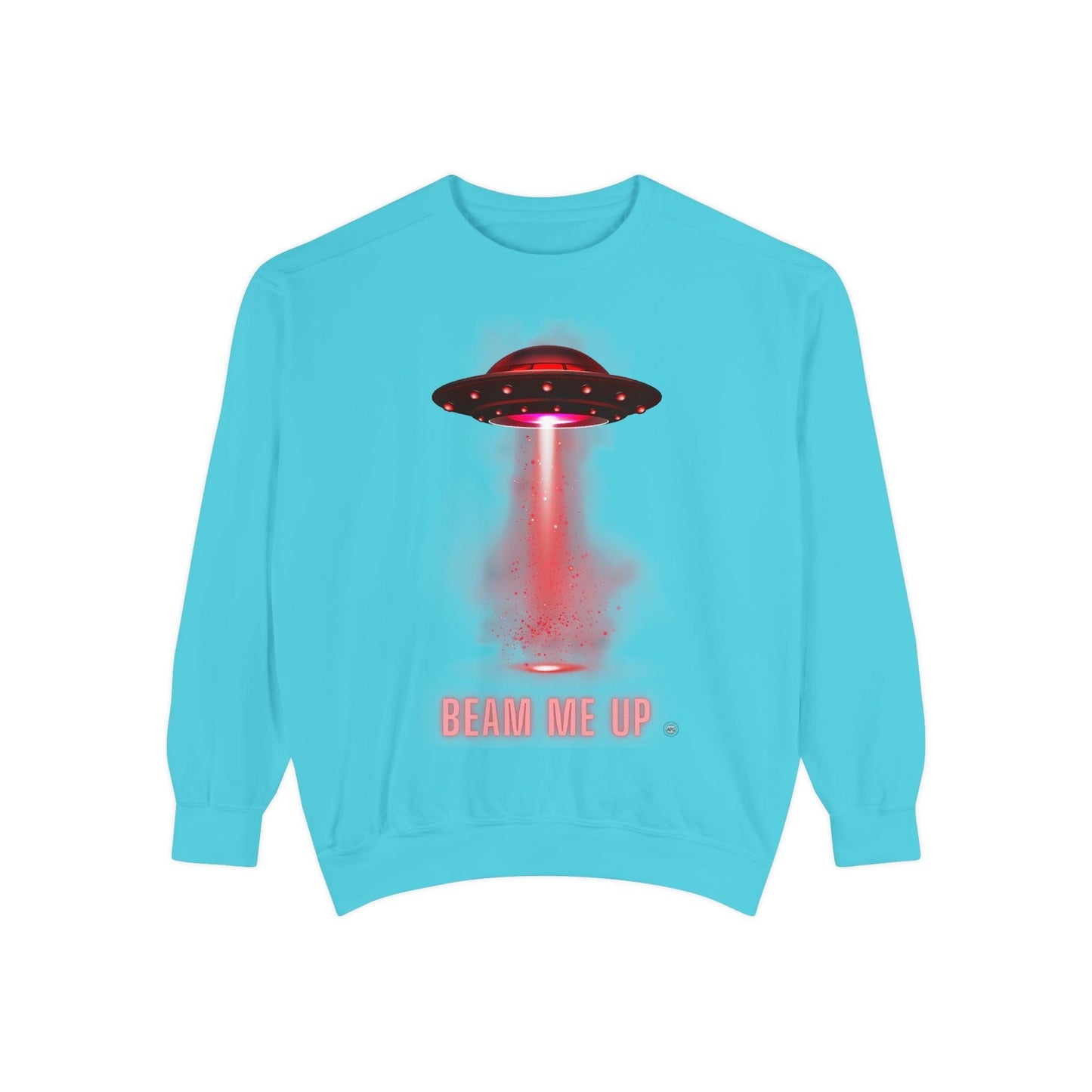 Sweatshirt Beam Me Up Unisex Garment-Dyed Sweatshirt - Fun Alien Theme for Sci-Fi Lovers Lagoon Blue / 3XL