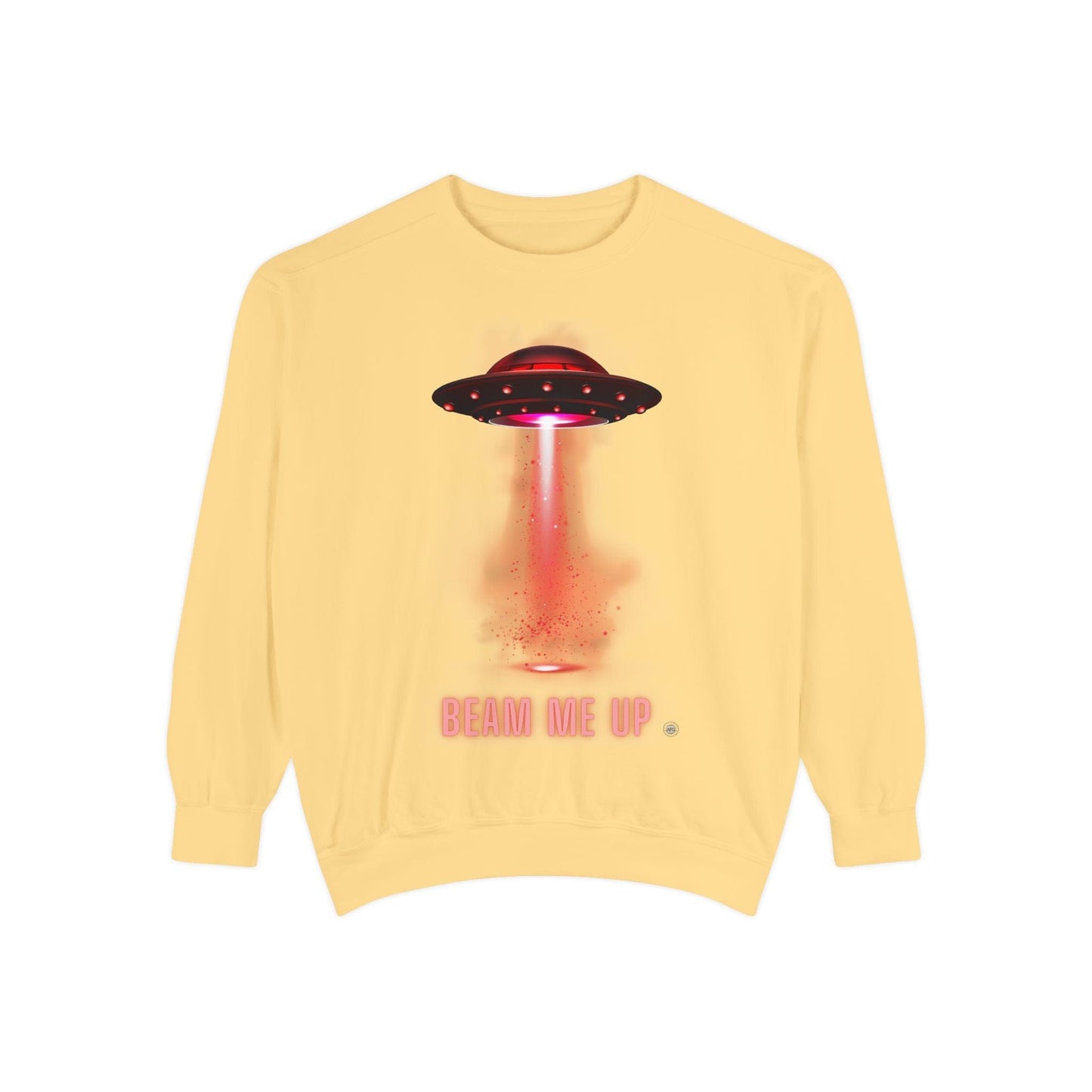 Sweatshirt Beam Me Up Unisex Garment-Dyed Sweatshirt - Fun Alien Theme for Sci-Fi Lovers Butter / S