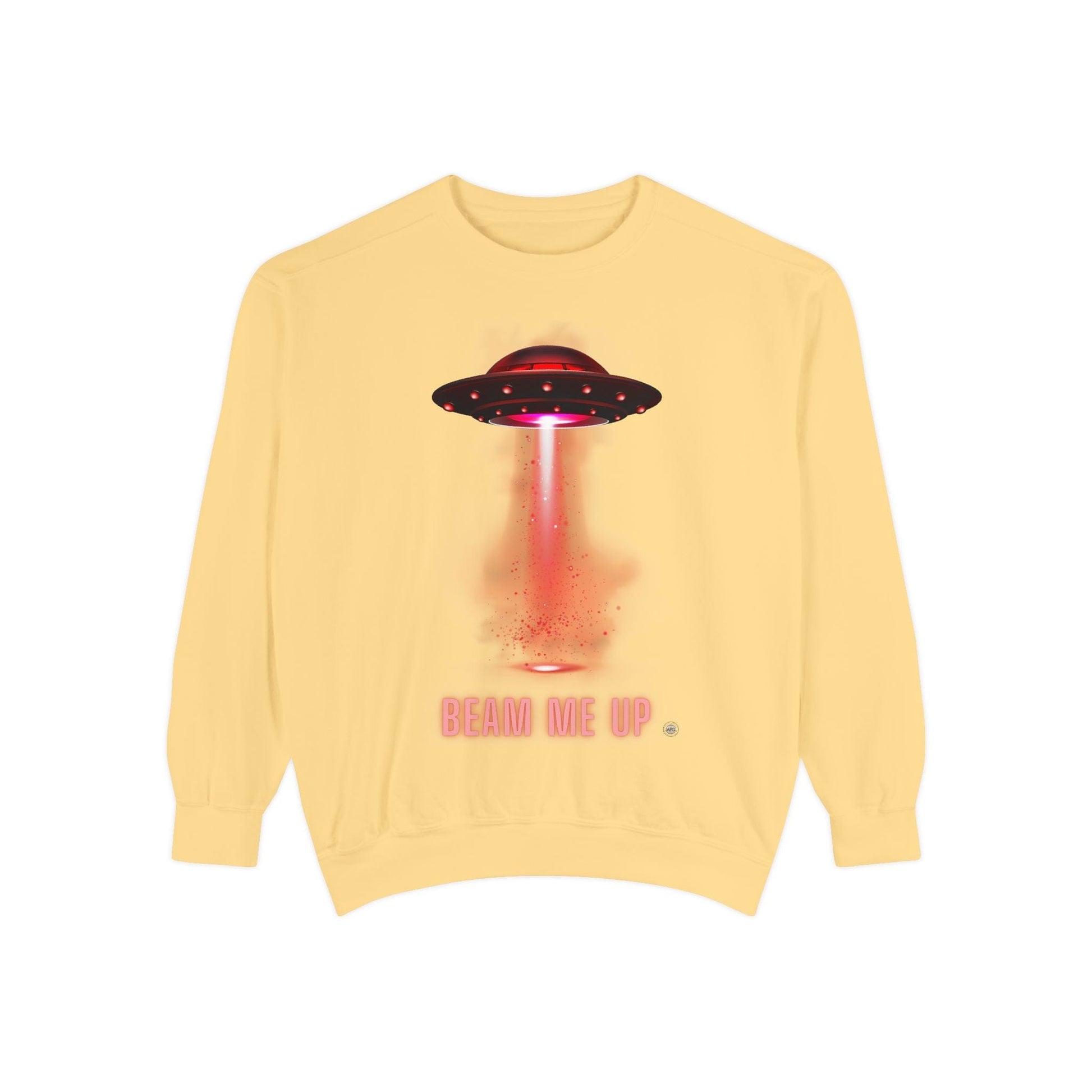 Sweatshirt Beam Me Up Unisex Garment-Dyed Sweatshirt - Fun Alien Theme for Sci-Fi Lovers Butter / S