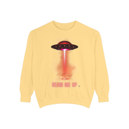 Sweatshirt Beam Me Up Unisex Garment-Dyed Sweatshirt - Fun Alien Theme for Sci-Fi Lovers Butter / S