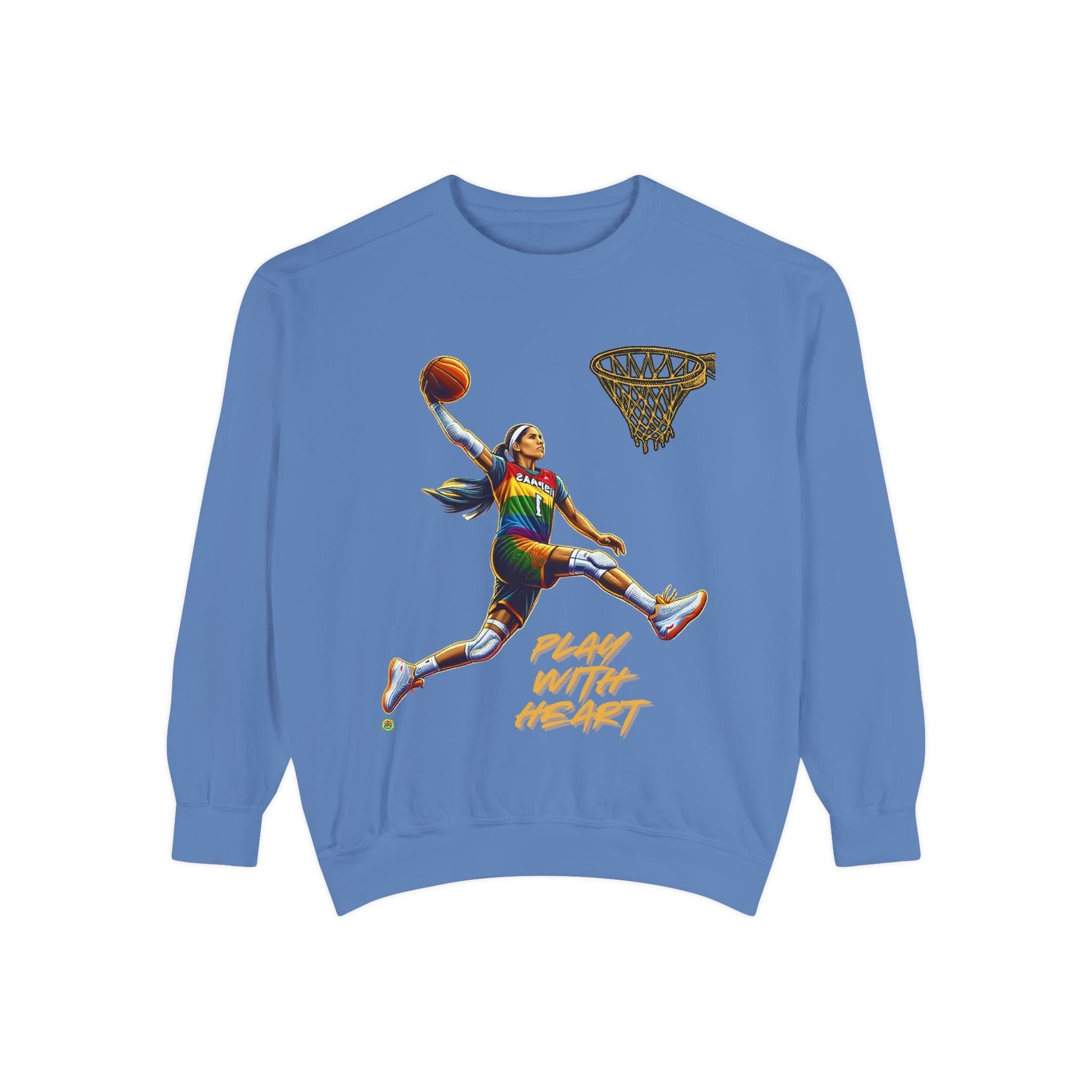 Sweatshirt Garment-Dyed Sweatshirt with 'Play With Heart' Design Flo Blue / S