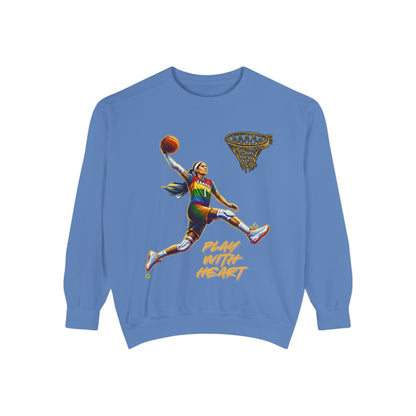 Sweatshirt Garment-Dyed Sweatshirt with 'Play With Heart' Design Flo Blue / S