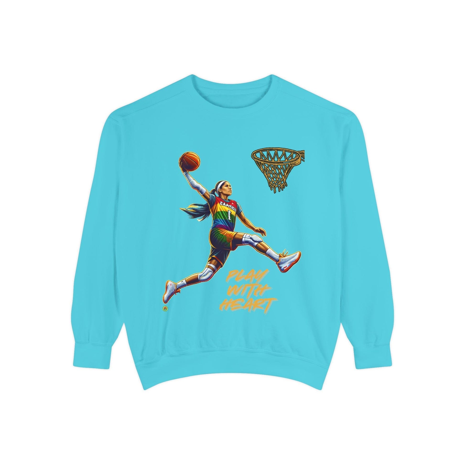 Sweatshirt Garment-Dyed Sweatshirt with 'Play With Heart' Design Lagoon Blue / 3XL