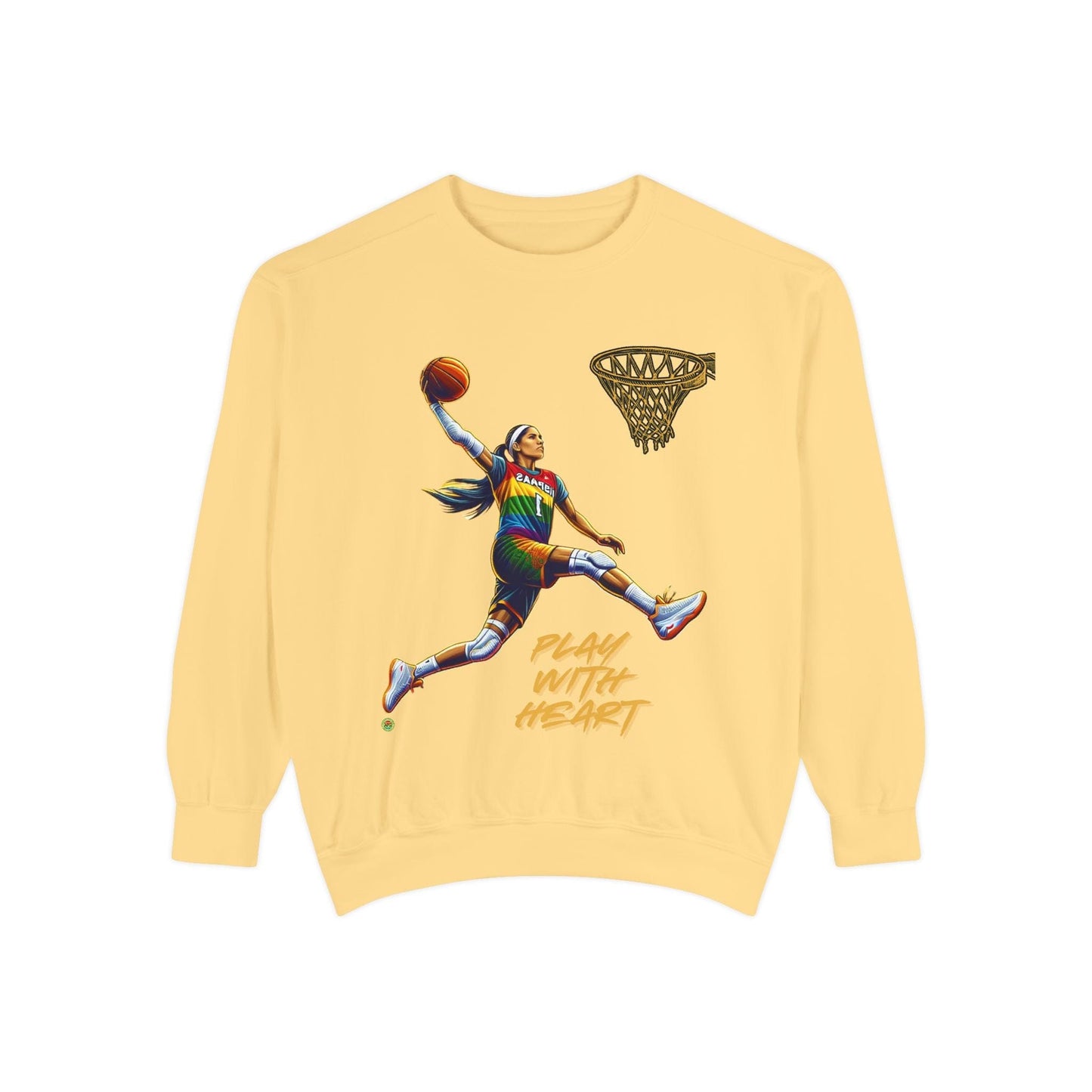 Sweatshirt Garment-Dyed Sweatshirt with 'Play With Heart' Design Butter / S