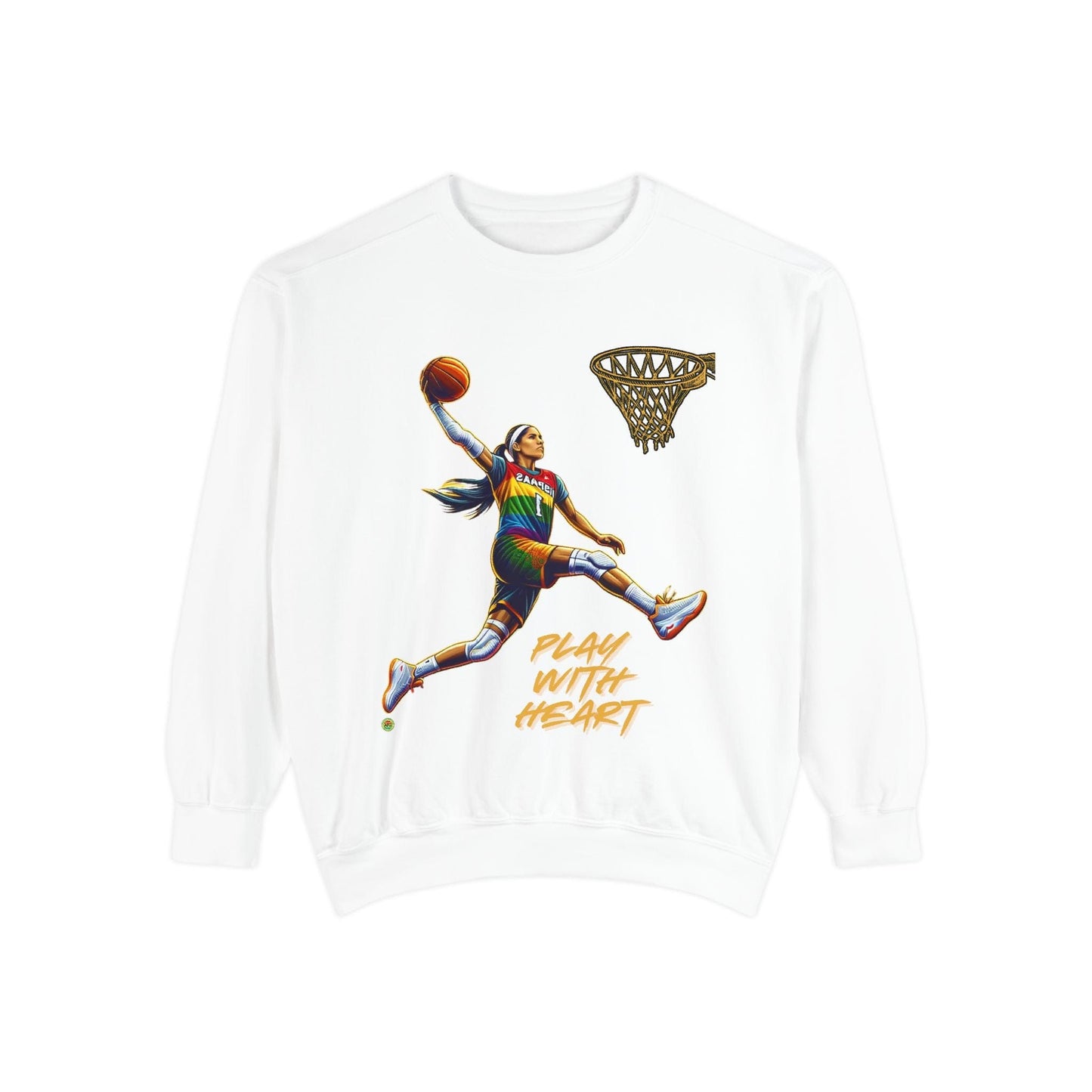 Sweatshirt Garment-Dyed Sweatshirt with 'Play With Heart' Design White / S