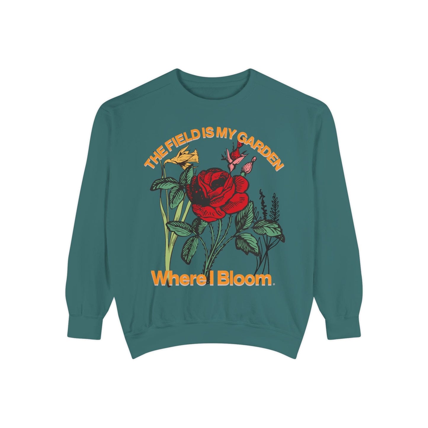 Sweatshirt The Field is My Garden Sweatshirt - Unisex Floral Design for Nature Lovers Blue Spruce / S