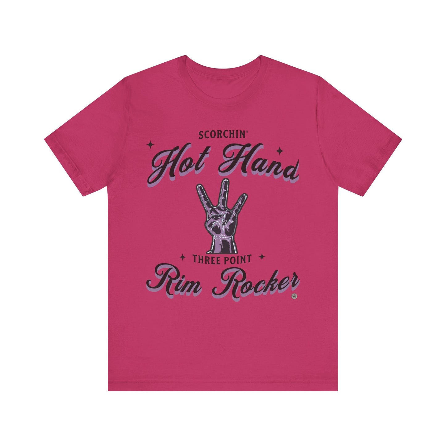 T-Shirt Basketball T-Shirt - 'Scorchin Hot Hands Three Point Rim Rocker' Berry / S