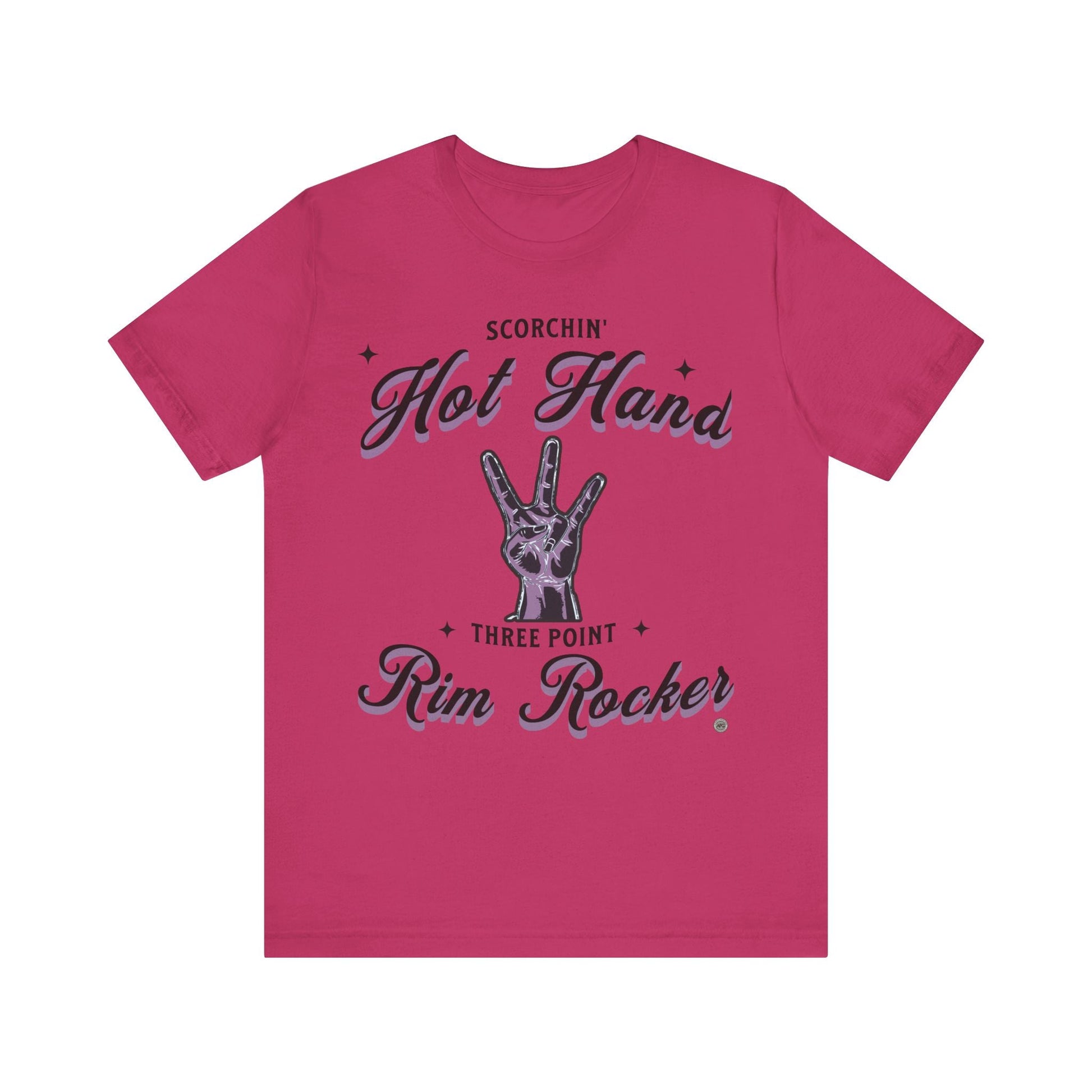 T-Shirt Basketball T-Shirt - 'Scorchin Hot Hands Three Point Rim Rocker' Berry / S
