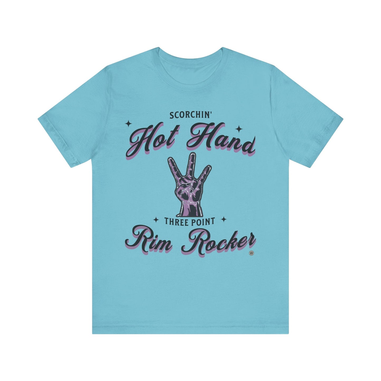 T-Shirt Basketball T-Shirt - 'Scorchin Hot Hands Three Point Rim Rocker' Turquoise / S