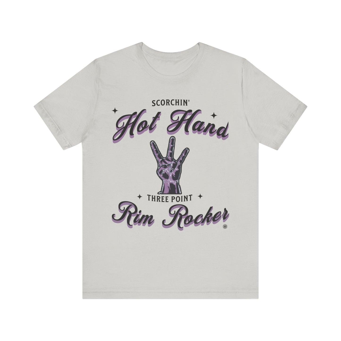 T-Shirt Basketball T-Shirt - 'Scorchin Hot Hands Three Point Rim Rocker' Silver / S
