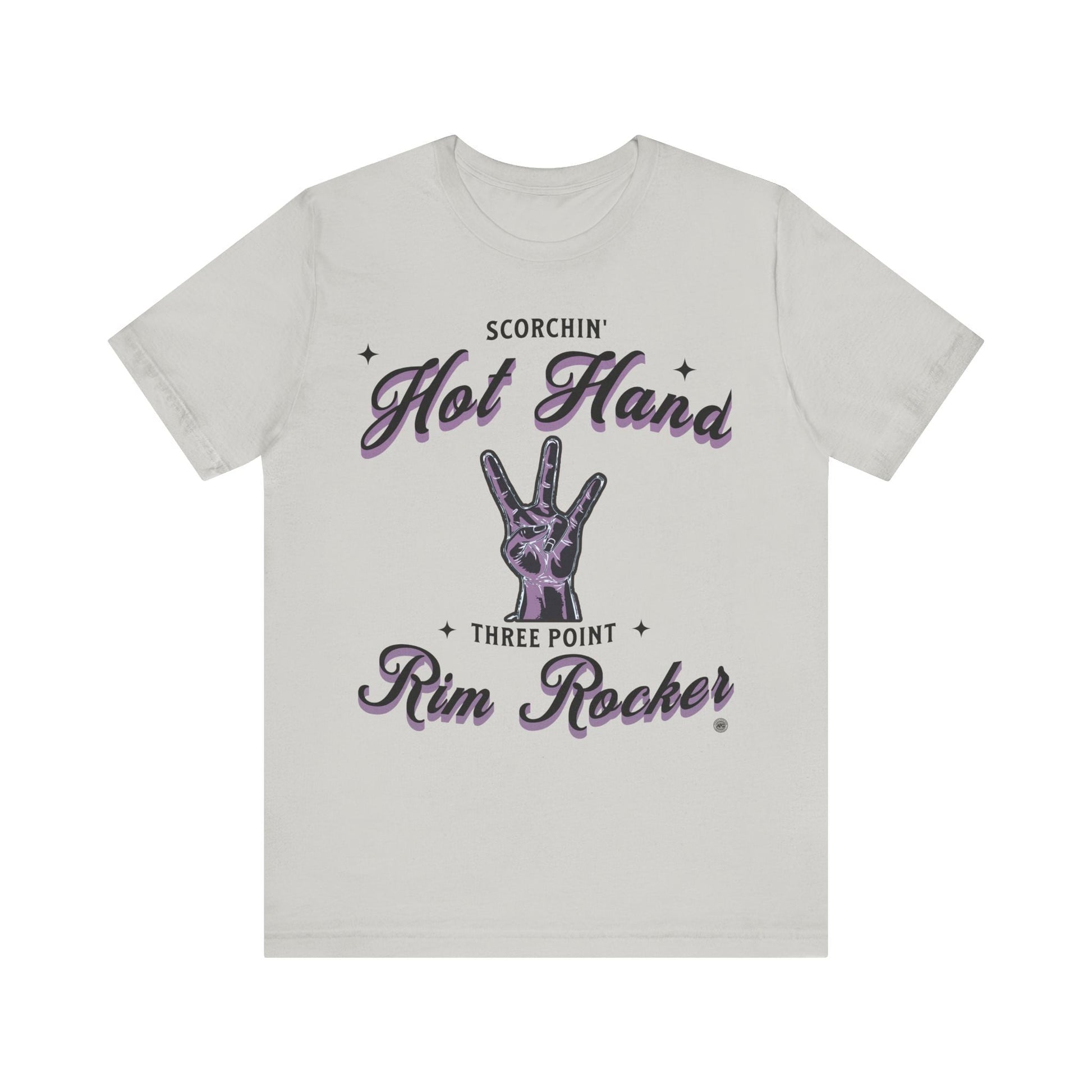 T-Shirt Basketball T-Shirt - 'Scorchin Hot Hands Three Point Rim Rocker' Silver / S