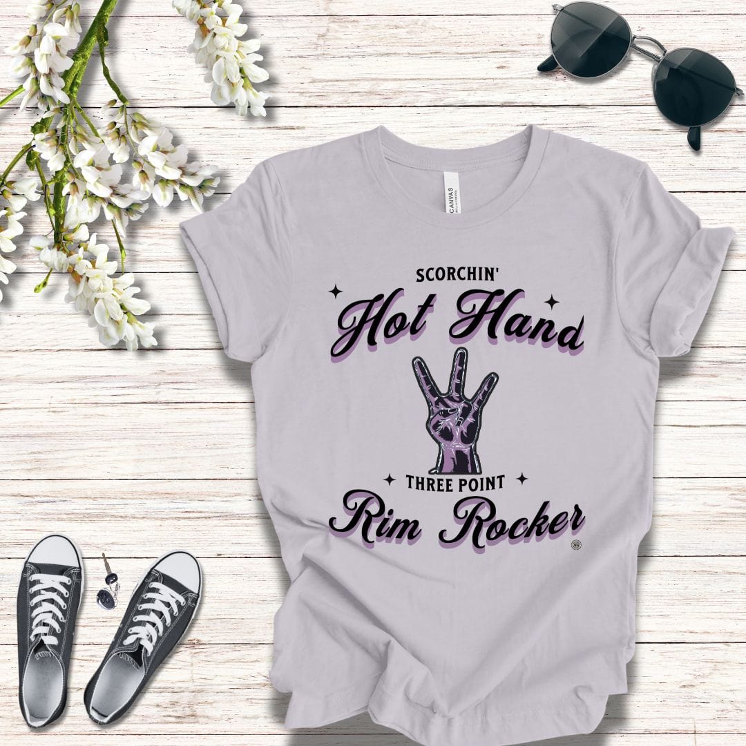 T-Shirt Basketball T-Shirt - 'Scorchin Hot Hands Three Point Rim Rocker'