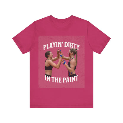 T-Shirt Basketball Tee - Playin Dirty in the Paint Berry / S