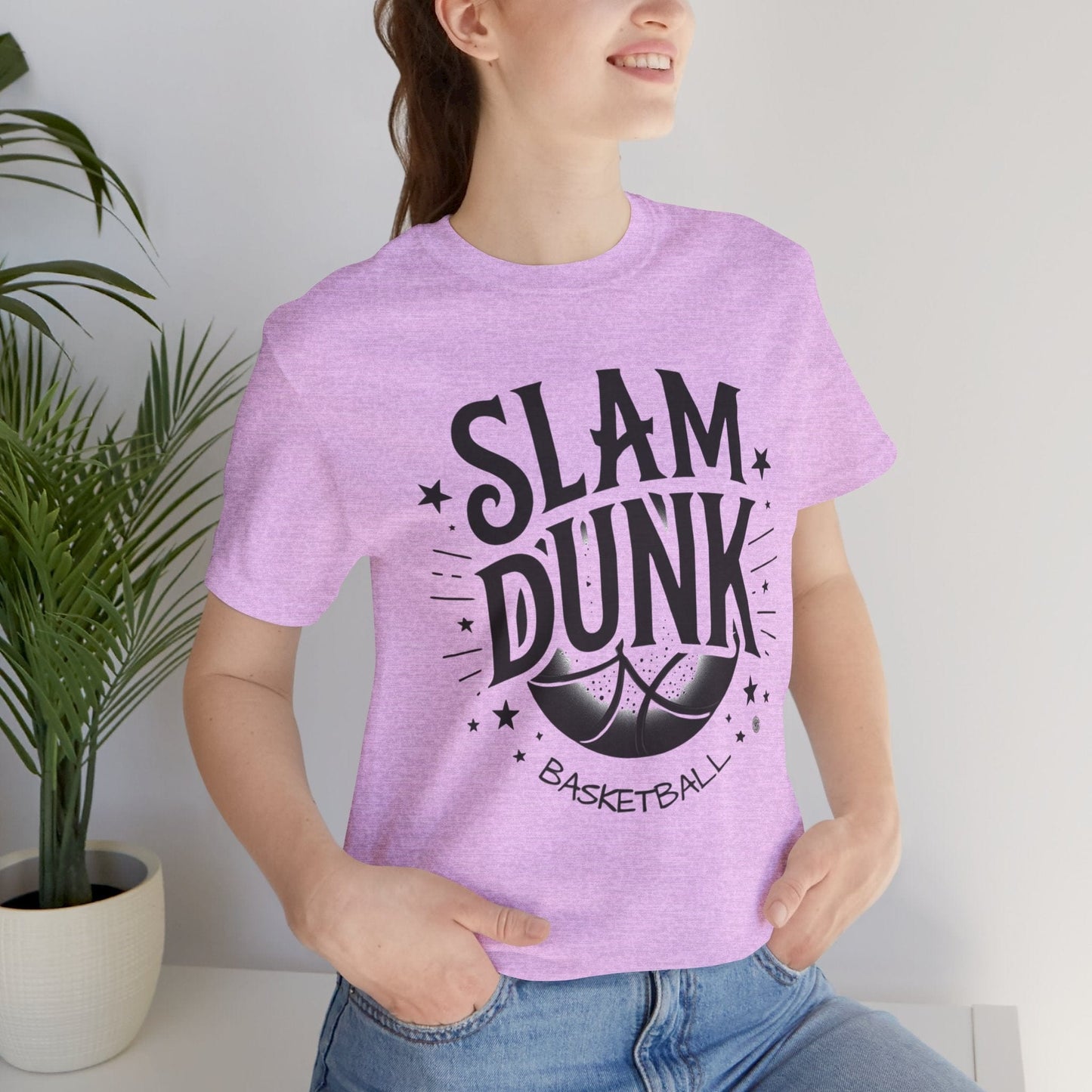 T-Shirt Basketball Tee - Slam Dunk Design Heather Prism Lilac / XS
