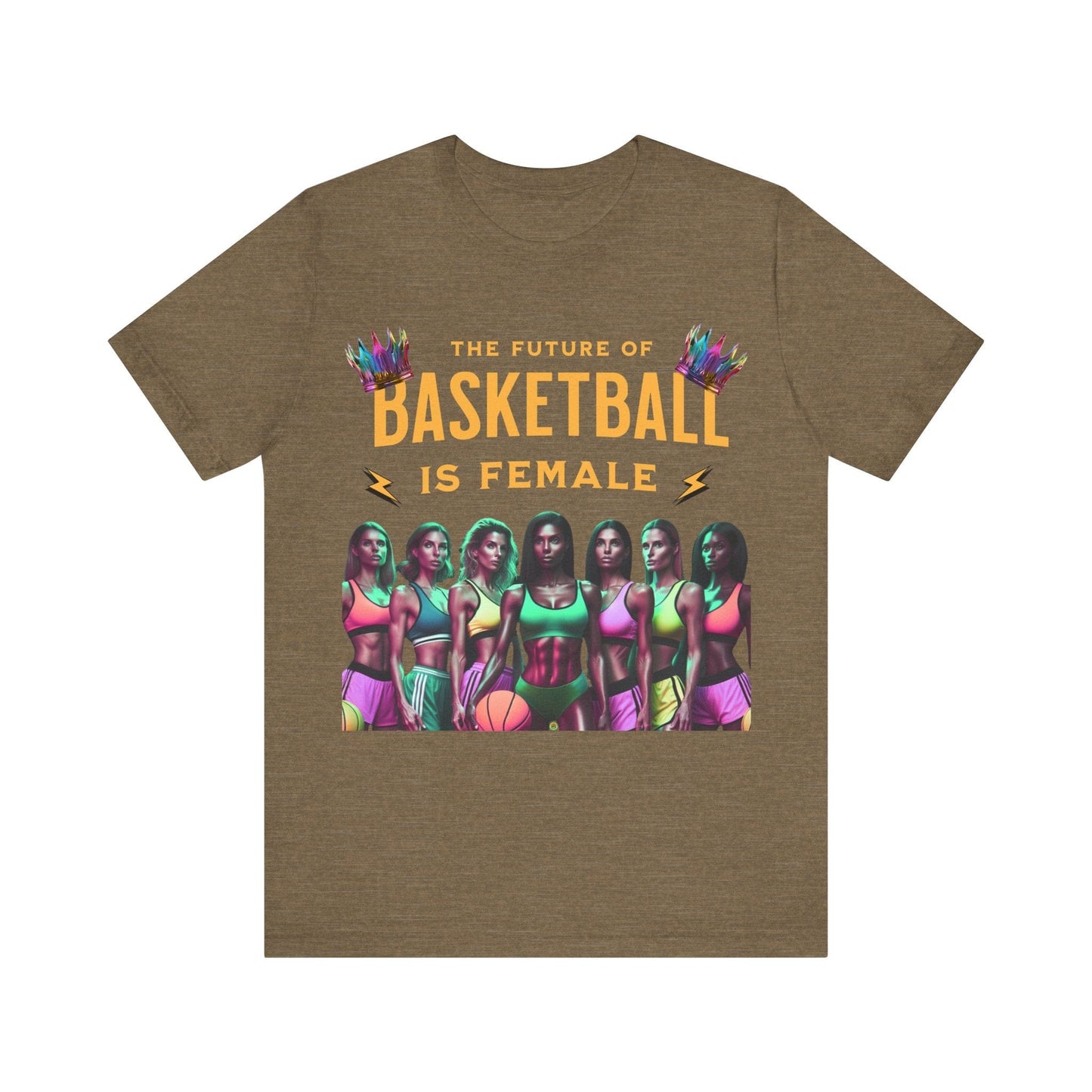T-Shirt Basketball Tee - The Future is Female Design Heather Olive / S