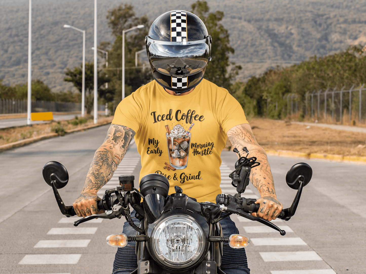 T-Shirt Coffee Lover Tee - Iced Coffee Rise & Grind Unisex Jersey Short Sleeve Tee