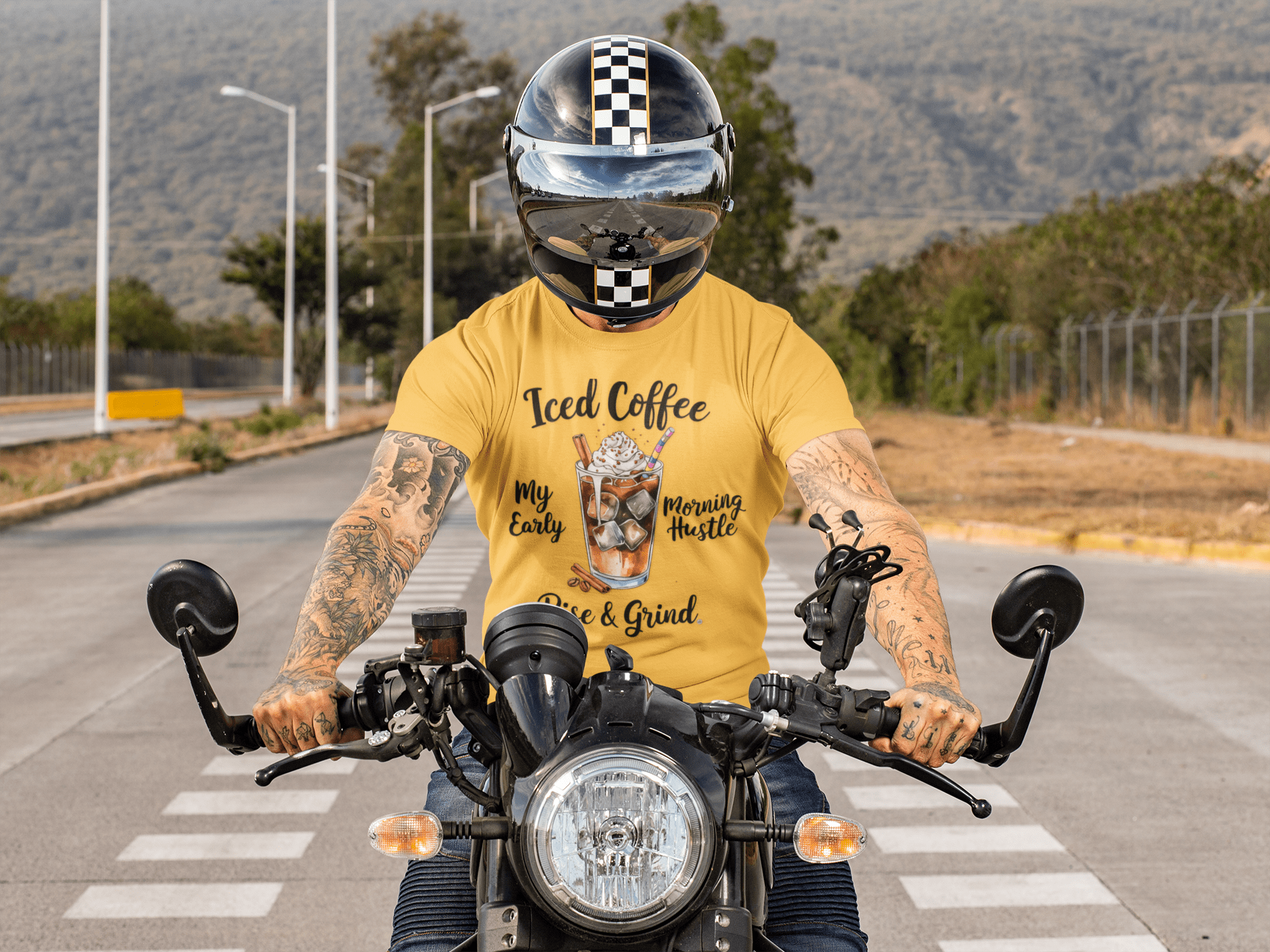 T-Shirt Coffee Lover Tee - Iced Coffee Rise & Grind Unisex Jersey Short Sleeve Tee