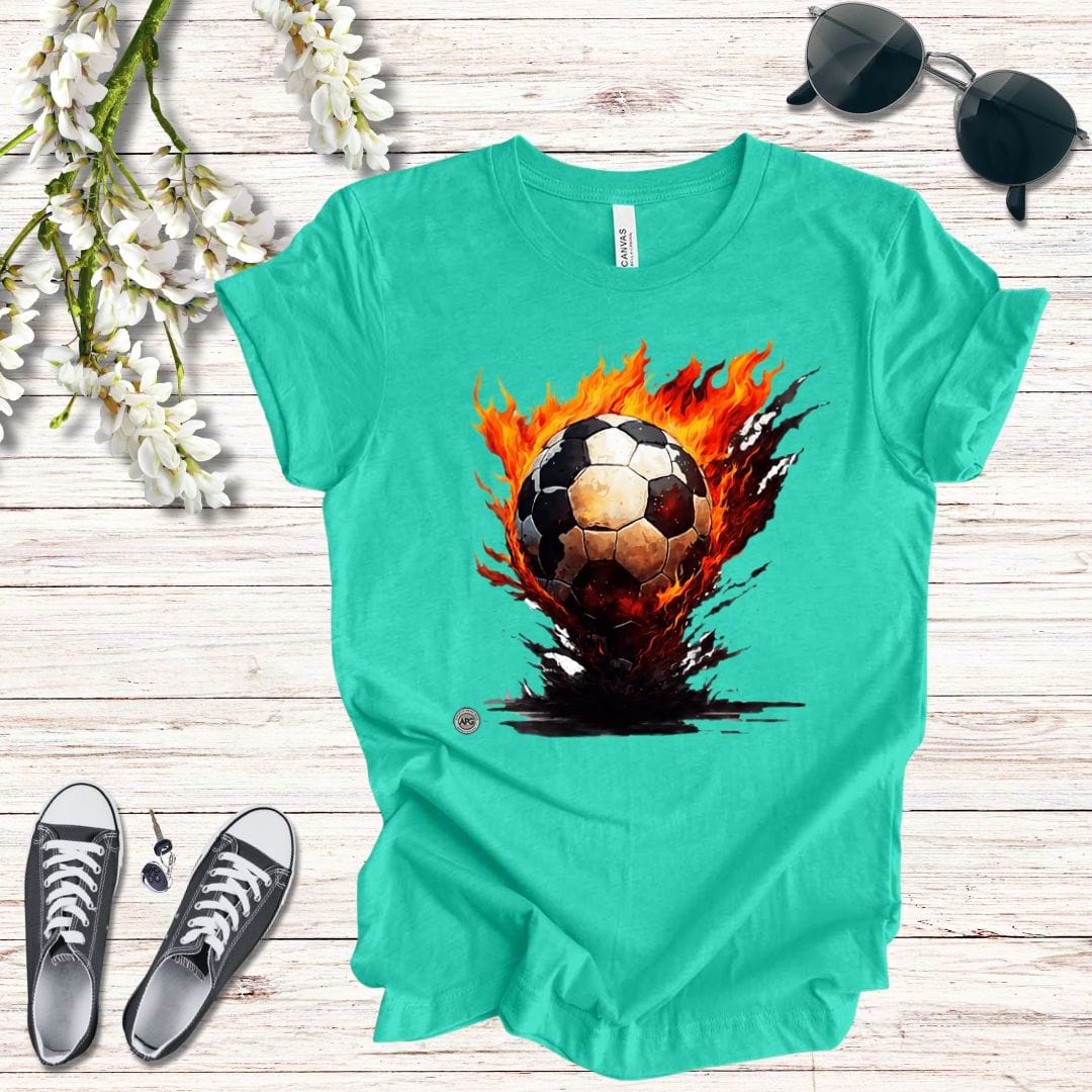 T-Shirt Flaming Soccer Ball Unisex Tee