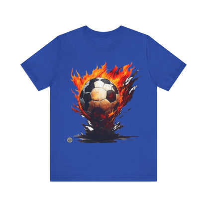 T-Shirt Flaming Soccer Ball Unisex Tee True Royal / S