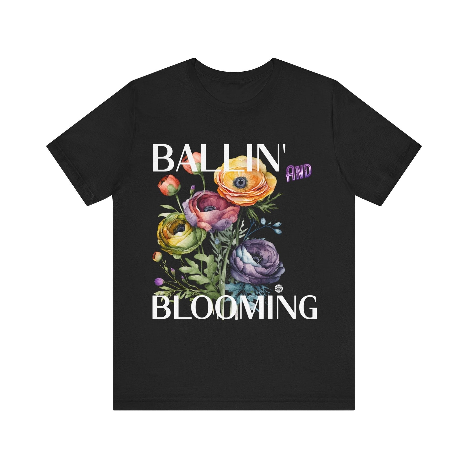 T-Shirt Graphic Tee - Ballin and Blooming Unisex Jersey Short Sleeve Black / S