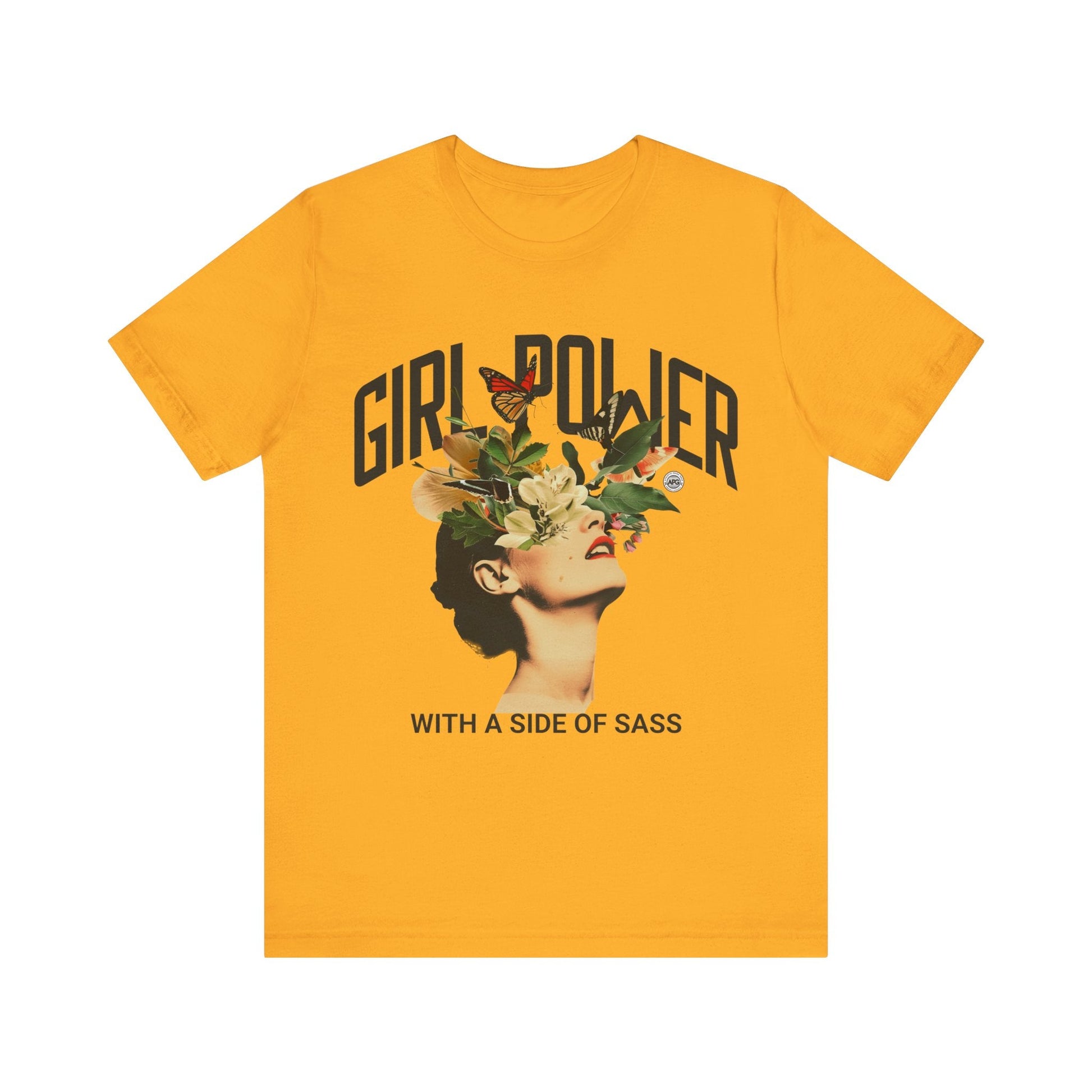 T-Shirt Graphic Tee - Girl Power with a Side of Sass Unisex Jersey Short Sleeve Tee Gold / S