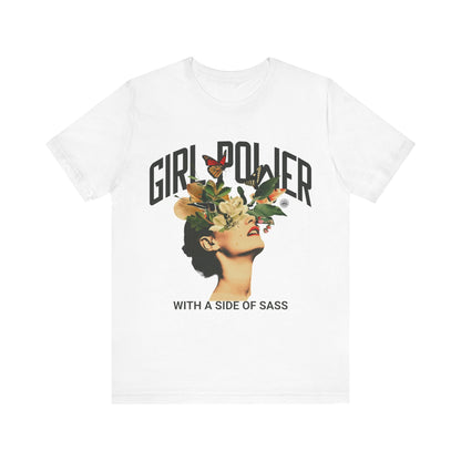 T-Shirt Graphic Tee - Girl Power with a Side of Sass Unisex Jersey Short Sleeve Tee White / S