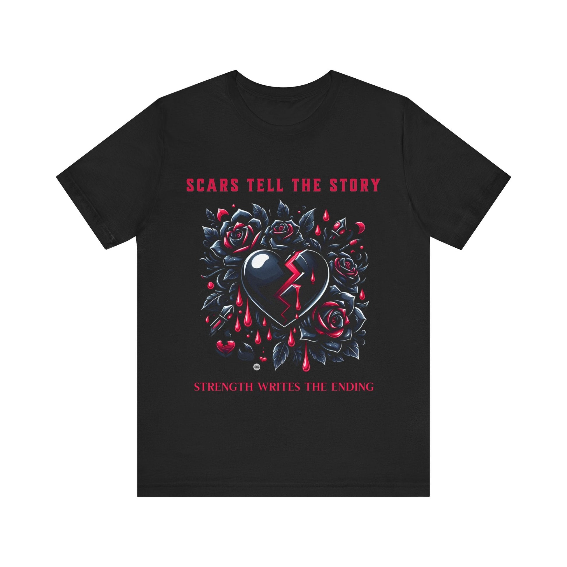 T-Shirt Graphic Tee - Scars tell the Story - Strength Writes the Ending Black / S