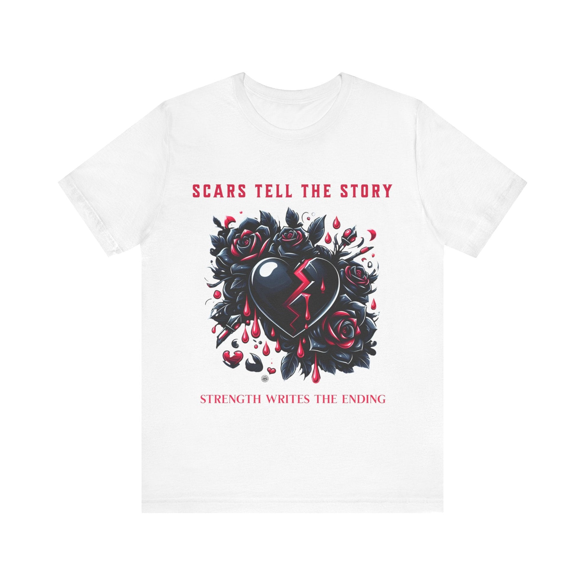 T-Shirt Graphic Tee - Scars tell the Story - Strength Writes the Ending White / S