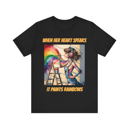 T-Shirt Rainbow Heart T-Shirt Black / S
