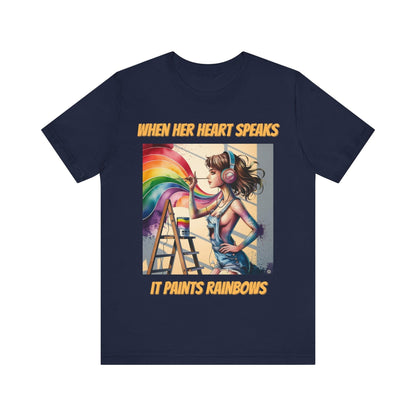 T-Shirt Rainbow Heart T-Shirt Navy / S
