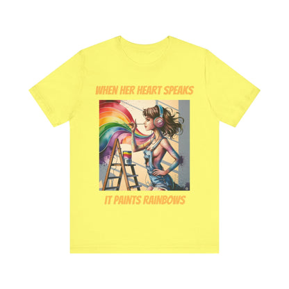 T-Shirt Rainbow Heart T-Shirt Yellow / S