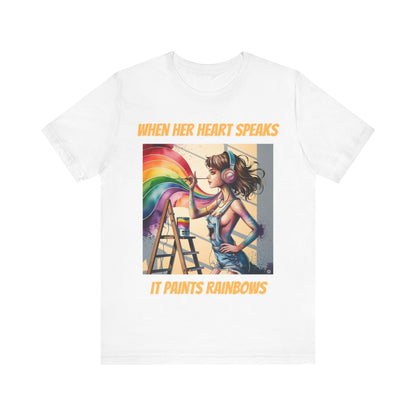 T-Shirt Rainbow Heart T-Shirt White / S