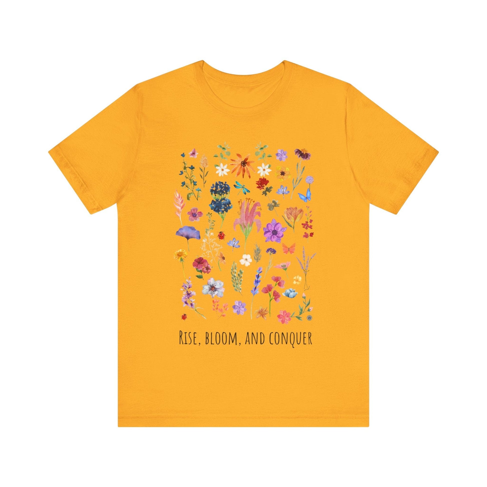 T-Shirt Rise, Bloom, Conquer T-Shirt Gold / S
