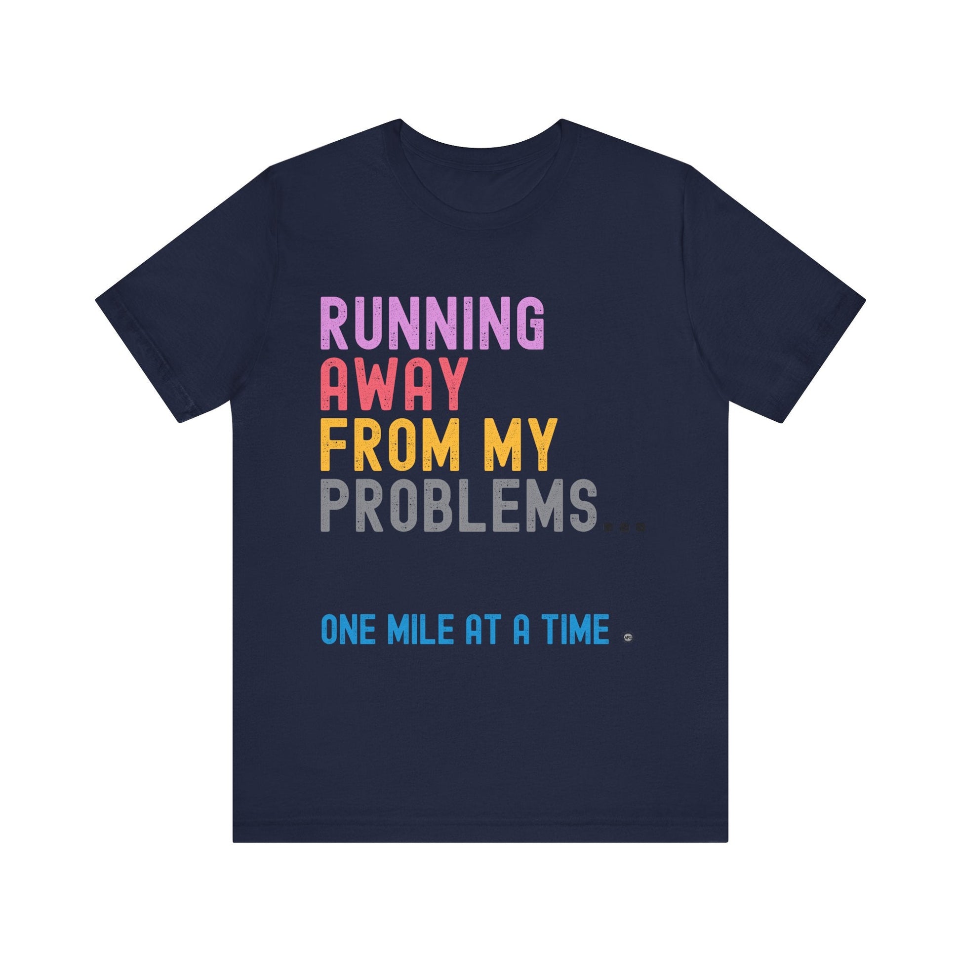 T-Shirt Running Away from My Problems - One Mile At A Time Navy / S