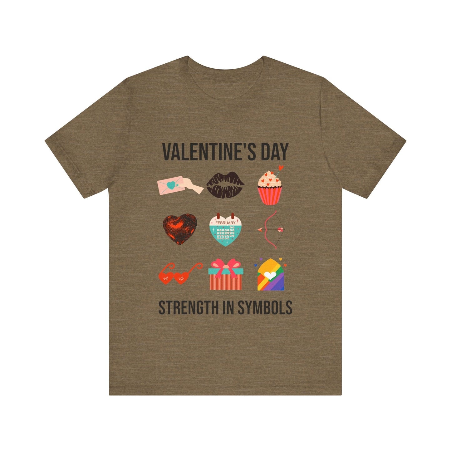T-Shirt Valentines Day Symbols Tee Heather Olive / S