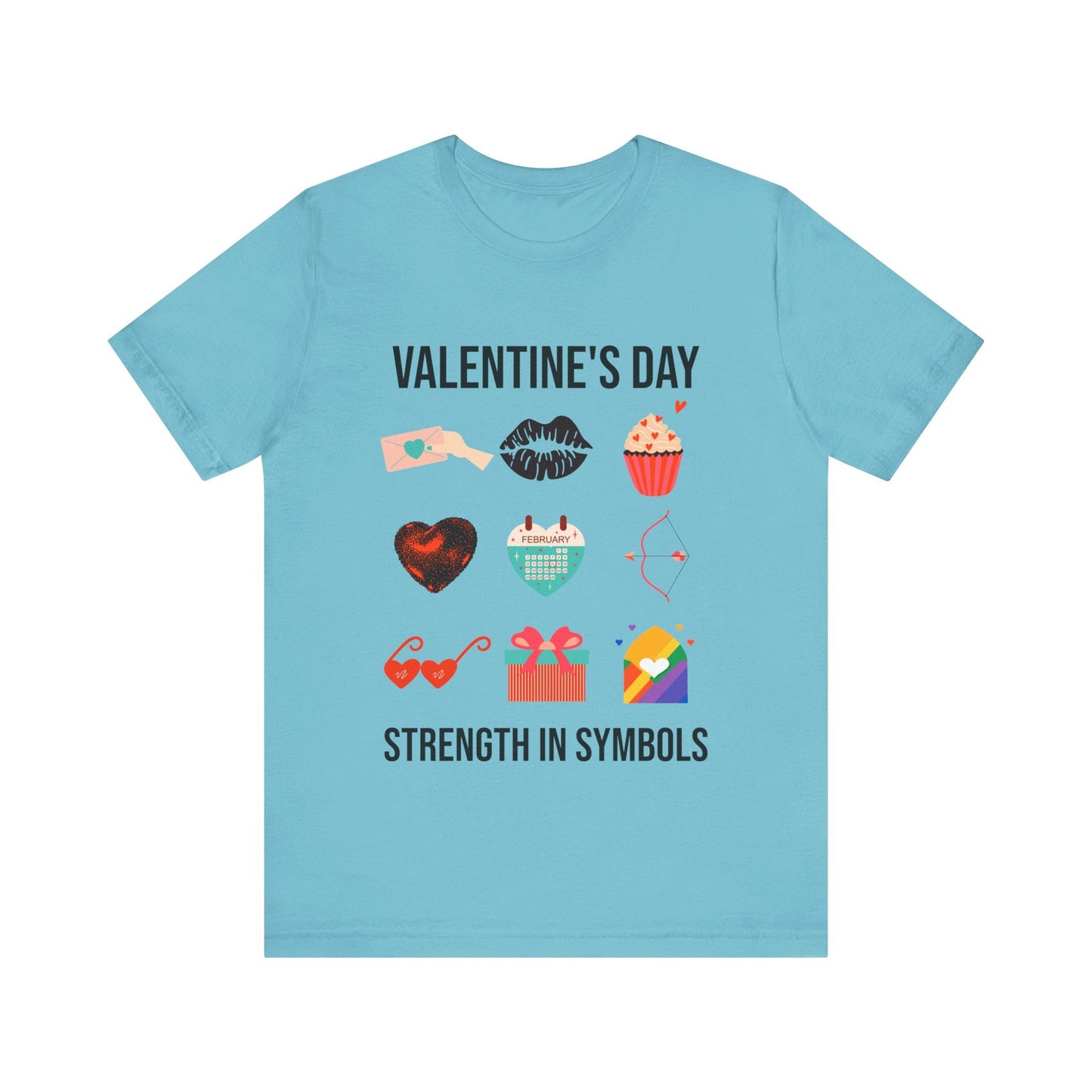 T-Shirt Valentines Day Symbols Tee Turquoise / S