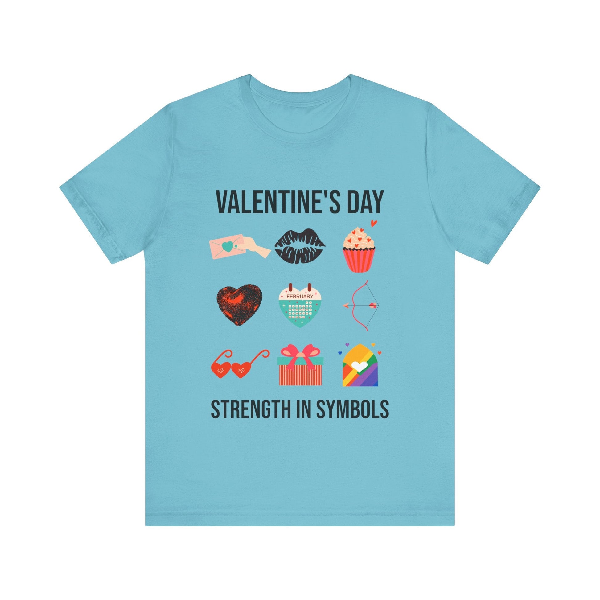 T-Shirt Valentines Day Symbols Tee Turquoise / S