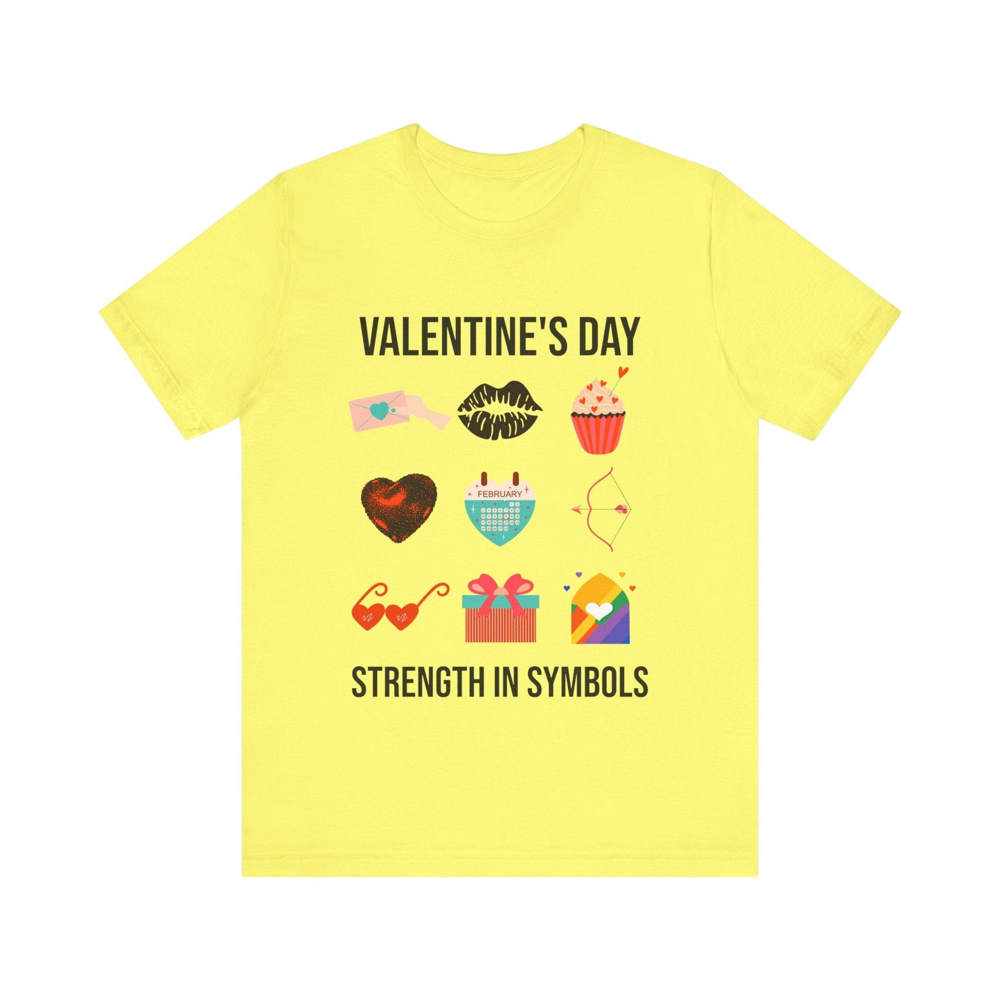 T-Shirt Valentines Day Symbols Tee Yellow / S