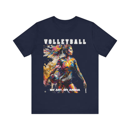T-Shirt Volleyball Unisex Tee - My Art My Arena Design Navy / S