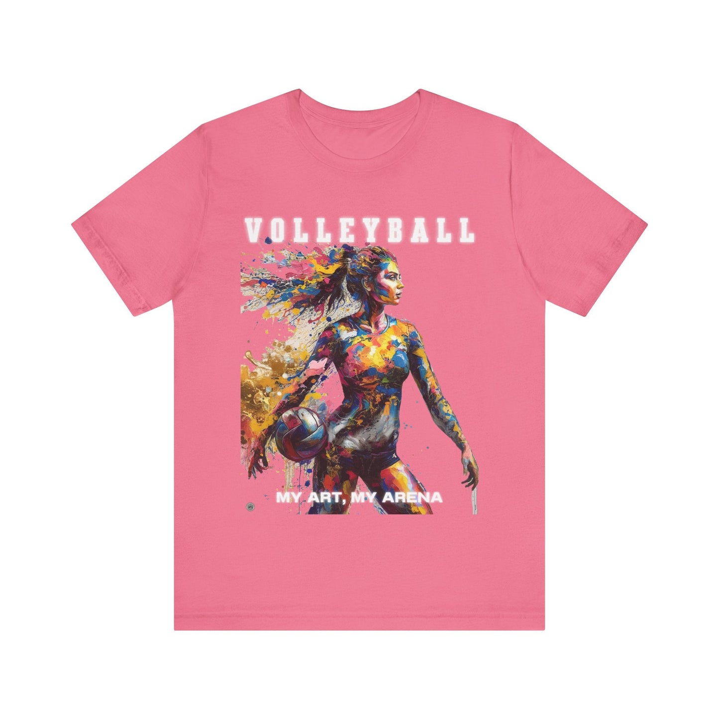 T-Shirt Volleyball Unisex Tee - My Art My Arena Design Charity Pink / S