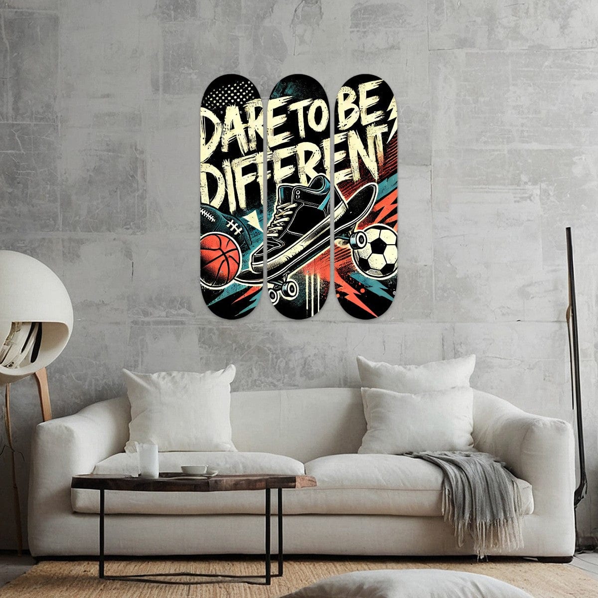 Wall Art 3 Panels Wood Skateboard Prints Wall Art 31"x25"