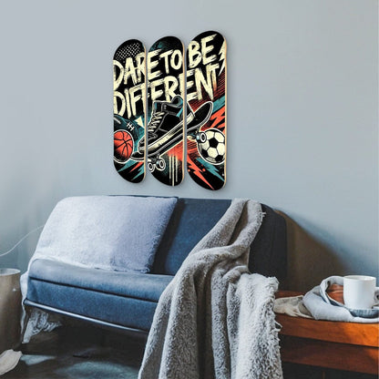 Wall Art 3 Panels Wood Skateboard Prints Wall Art 31"x25"
